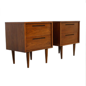 Pair Walnut American Modern Accent Tables – Night Stands