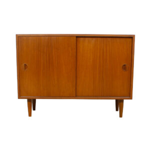 Petite Danish Modern Teak Media Storage Cabinet / Bar