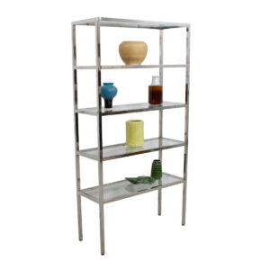 Chrome & Glass Etagere / Display Shelving / Book Case