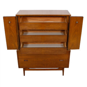 Mid Century Walnut Tall Dresser by American of Martinsville