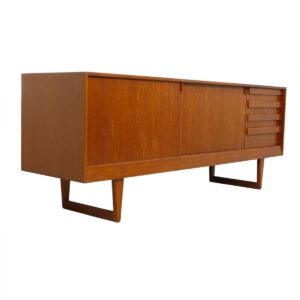 Kurt Ostervig Teak Sideboard / Credenza / Room Divider with Sleigh Legs