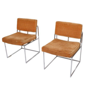 Pair of Milo Baughman for Thayer Coggin Chrome Accent Chairs