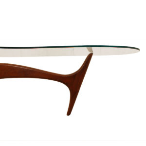 Kagan Lucite & Walnut Base w/ Glass Top Coffee Table