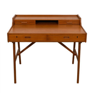 Arne Wahl Iversen Petite Danish Teak Writing Desk w/ Sculptural Legs
