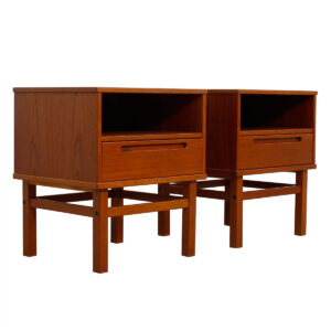 Pair of Danish Modern Teak Nightstands / Side Tables by Torring