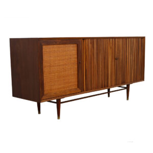 Light-Up Bar Cabinet / Tambour Door Credenza — American Modern