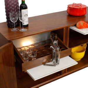 Light-Up Bar Cabinet / Tambour Door Credenza — American Modern