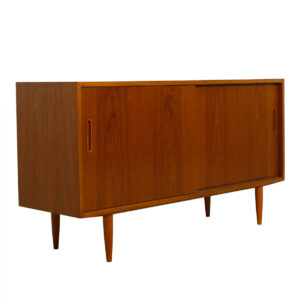 Condo Sized (54.5″) Danish Modern Teak Sideboard / Media Cabinet