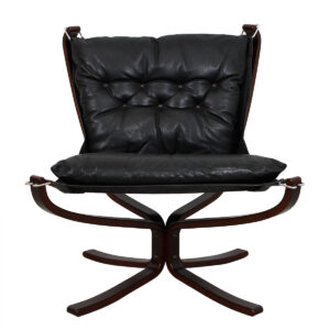 Pair of Norwegian Rosewood Leather ‘Falcon’ Lounge Chairs