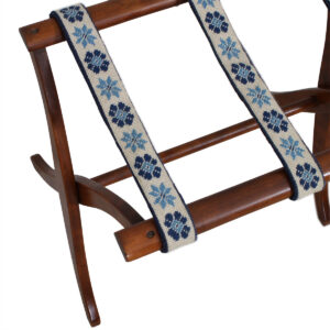 Folding Luggage or Blanket Stand with Needlepoint Straps