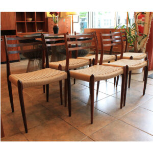 Re-corded Set of 6 Danish Rosewood Niels Moller #78 Dining Chairs