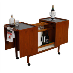 Niels Erik Glasdam Jensen Expanding Teak Bar / Storage Cart