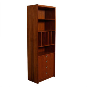 Deep & Tall Danish Teak Adjustable Bookcase / Vinyl Storage