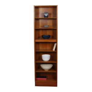 Custom Super-Slim & Tall Hundevad Danish Teak 21.75″ Lighted Adjustable Bookcase