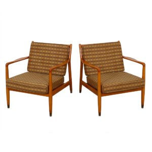 Magnificent Early Pair of Swedish Modern Lounge Chairs w/ Ottoman