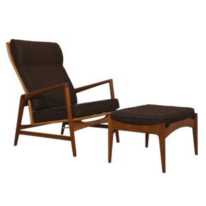 Kofod Larsen Danish Teak Adjustable Lounge Chair w/ Ottoman by Selig