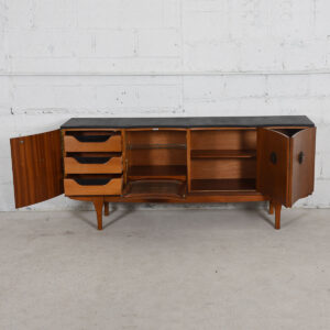 English G-Plan Walnut Concave “Scalloped” Sideboard / Bar Cabinet by E Gomme Ltd
