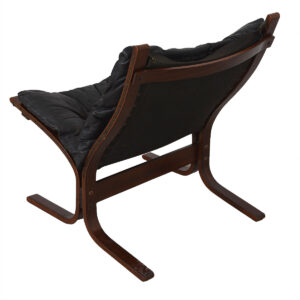 Westnofa Ingmar Relling Black Leather & Rosewood Siesta Chair