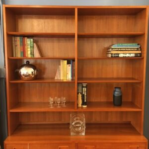 Condo Sized Danish Teak Adjustable Bookcase / Display Cabinet