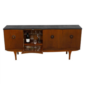English G-Plan Walnut Concave “Scalloped” Sideboard / Bar Cabinet by E Gomme Ltd