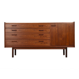 Peter Hvidt Rare Danish Teak Sideboard w/ Pull Out Wine Rack & Serving Tray