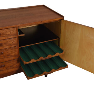 Peter Hvidt Rare Danish Teak Sideboard w/ Pull Out Wine Rack & Serving Tray