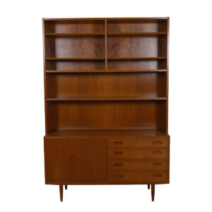 2-Piece Danish Teak (54.5″) Bookcase / Bi-Fold Sideboard w / Drawers