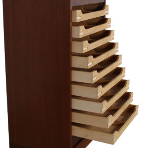 Large Danish Modern Teak Locking Tambour Door Filing | Jewelry Cabinet