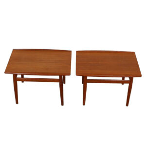 Pair, Grete Jalk Teak End / Accent Tables with Raised Lip Top