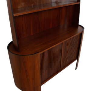 Rare Henry P. Glass Walnut Bentwood Tambour Door Display / Bar Cabinet