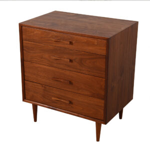 Compact Walnut 4-Drawer Chest w/ Bow-Tie Pulls