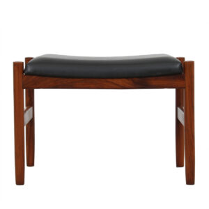 Danish Modern Rosewood Ottoman / Stool with Black Upholstery