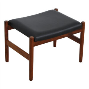 Danish Modern Rosewood Ottoman / Stool with Black Upholstery
