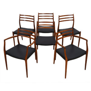 Set of 6 Dining Chairs (2 Arm + 4 Side) by Niels Moller