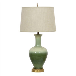 MCM Ceramic Table Lamp with Green Ombre Effect