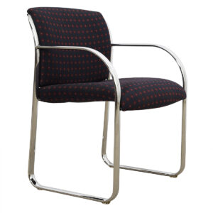 Modernist Chrome Chair with Red-on-Navy Foulard Upholstery