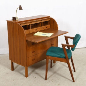 Teak Secretary / Rolltop Desk / Vanity Dresser