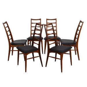 Early Set of 6 Koefoeds Hornslet Danish Two-Tone Teak Dining Chairs