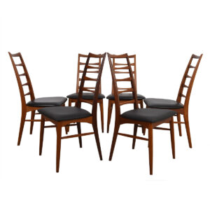 Early Set of 6 Koefoeds Hornslet Danish Two-Tone Teak Dining Chairs