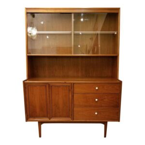 Drexel Declaration Walnut Lighted Display Cabinet w/ Glass Doors