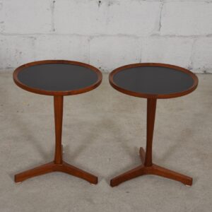 Pair of Round Cocktail Tables by Hans Andersen with Black Top