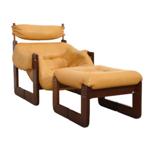Percival Lafer Brazilian Leather Chair w/ Headrest, Ottoman, and Table!