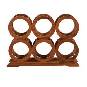 Teak 6-Bottle Wine Rack