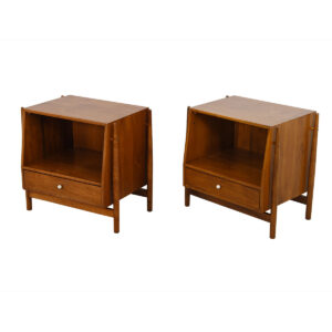 Pair of Mid Century Drexel Declaration Walnut Nightstands / Side Tables