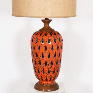 Orange Mid Century ‘Teardrop’ Table Lamp
