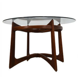 Adrian Pearsall Round Glass Top Dining Table w/ ‘Organic’ Walnut Base