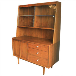 Drexel Declaration Walnut Lighted Display Cabinet w/ Glass Doors