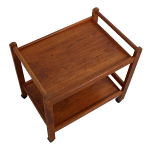 Double-Handled Danish Teak Rolling Bar Cart