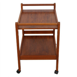 Double-Handled Danish Teak Rolling Bar Cart