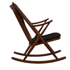 Bramin Danish Teak Designer Rocking Chair w/ Charcoal Cushions